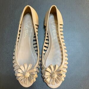 Cole Haan Neutral Light Tan Caged Open Toe Flats Size 6